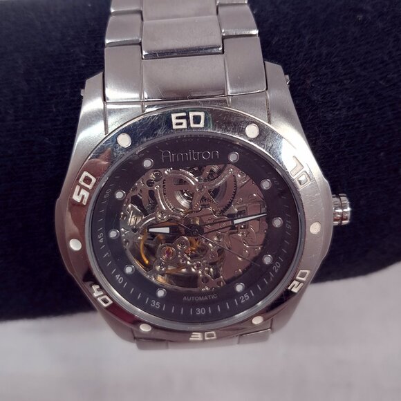 Armitron Skeleton Automatic Watch mens 20/4406SV TY2807SV Stainless Steel WORKS - Picture 4 of 16
